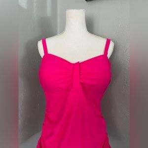 Hilor Women's 50's Retro Ruched Tankini Swimsuit Top with Ruffle
Hem